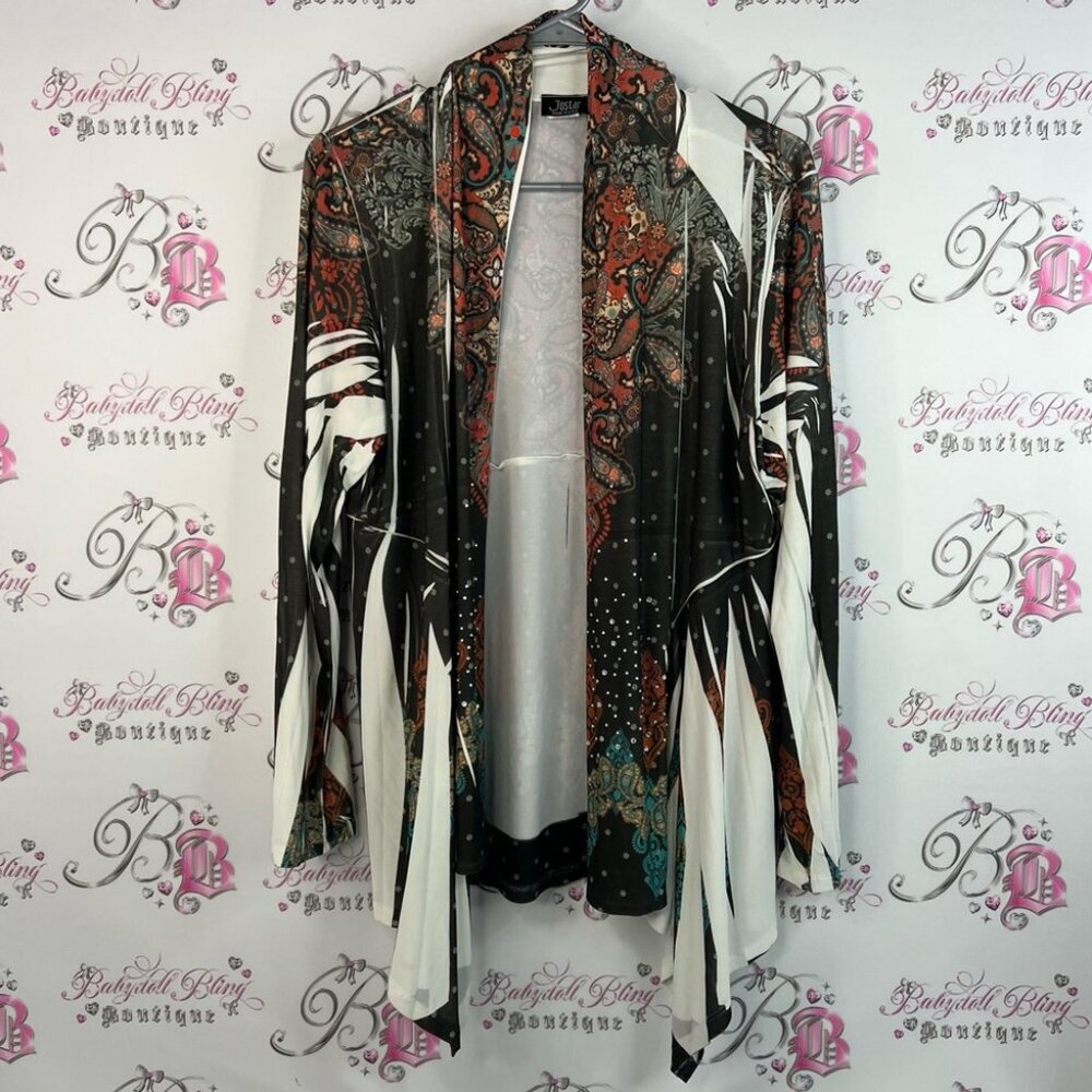 Jostar cardigan waterfall style floral flowers Multicolor Paisley Open Cardigan